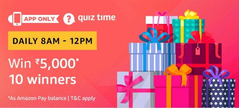 Amazon Quiz answer and win Rs 5000