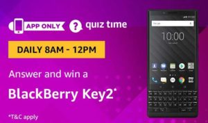 Amazon Quiz today answer and win a Blackberry key2