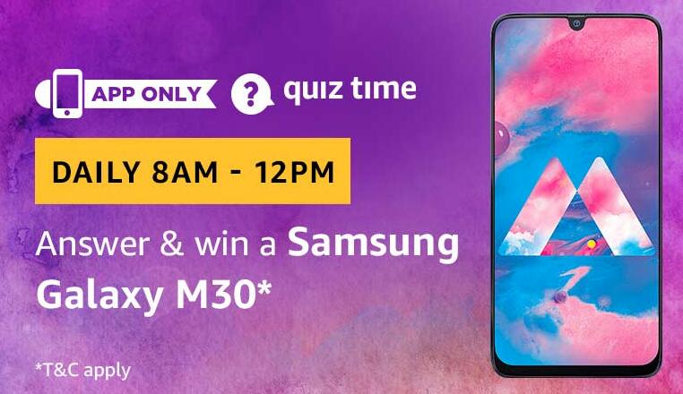 Amazon Quiz Answers Today Win Samsung Galaxy M30