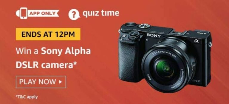 Amazon Quiz Answers Today Win Sony Alpha DSLR Camera