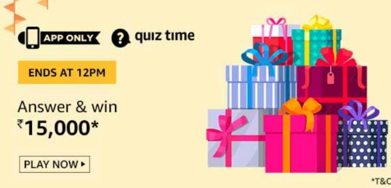 Amazon Quiz Today Answers Win Rs 15000