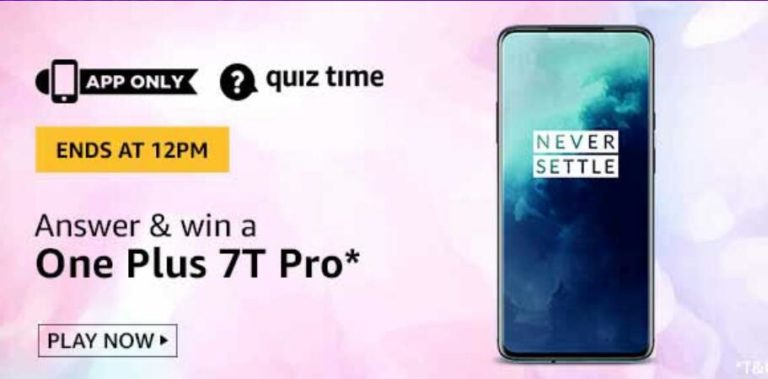 Amazon Quiz Answers Today Win OnePlus 7T Pro
