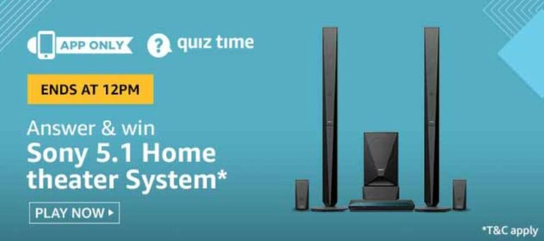 Amazon Quiz Answers Today Win Sony Home Theater System