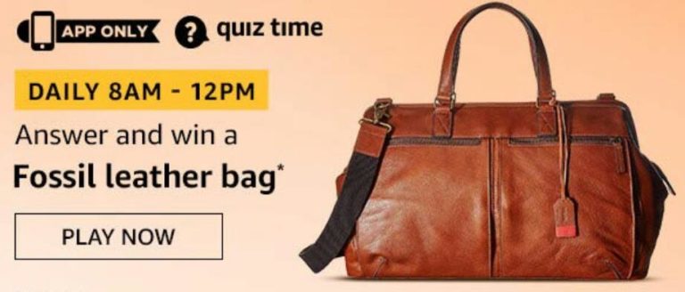 Amazon Quiz Answer Today Win Fossil Leather Bag