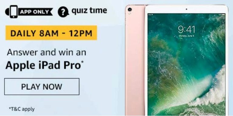 Amazon Quiz Answers Today Win Apple iPad Pro