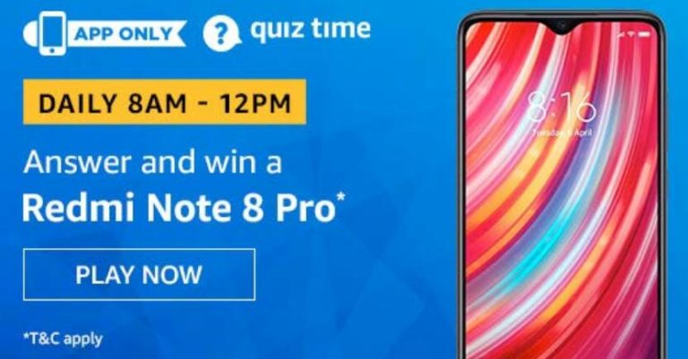 Amazon Quiz Answers Today Win Redmi Note 8 Pro