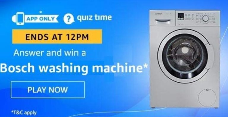 Amazon Quiz Answers Today Win Bosch Washing Machine
