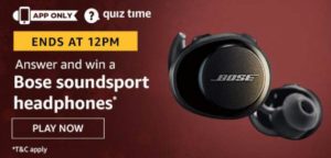 Amazon Quiz Answers Today Win Bose Soundsport headphones