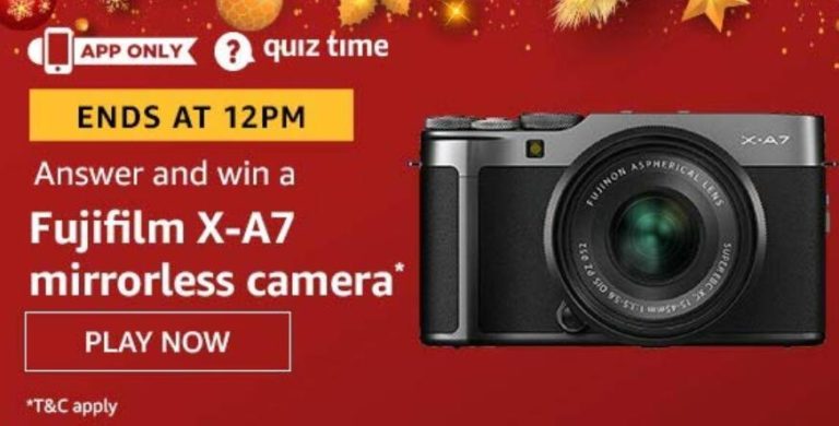 Amazon Quiz Answers Today Win Fujifilm X-A7 mirrorless camera