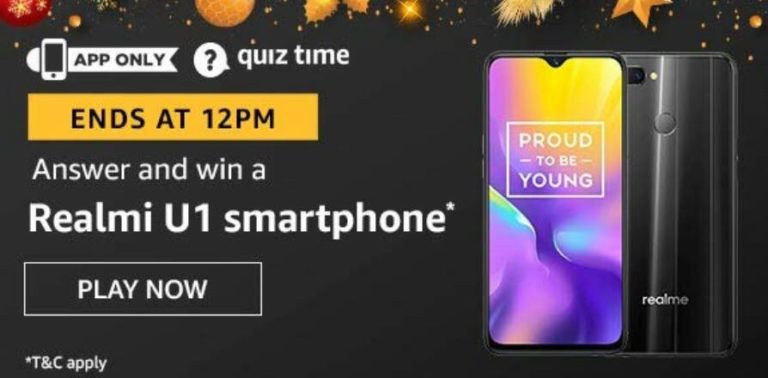 Amazon Quiz Answers Today Win Realmi U1