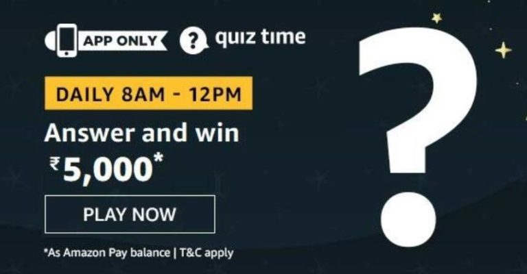 Amazon Quiz Answers Today Win Rs 5000