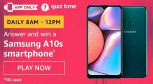 Amazon Quiz Answers Today Win Samsung A10s