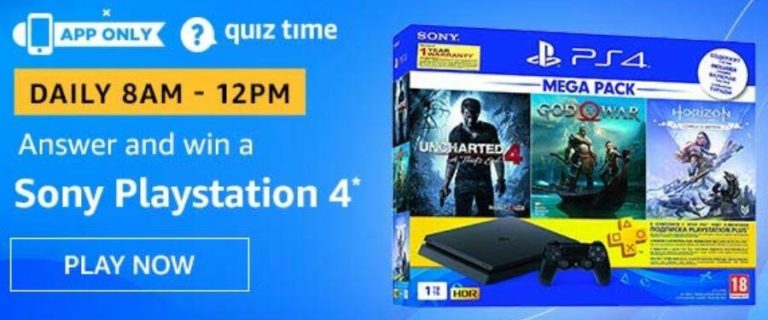 Amazon Quiz Answers Today Win Sony PlayStation 4