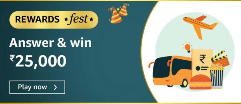 Amazon Rewards Fest Quiz Answers Win Rs 25000