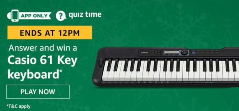 Amazon Quiz Answers Today Win Casio Keyboard