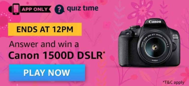Amazon Quiz Answers Win Canon 1500D DSLR