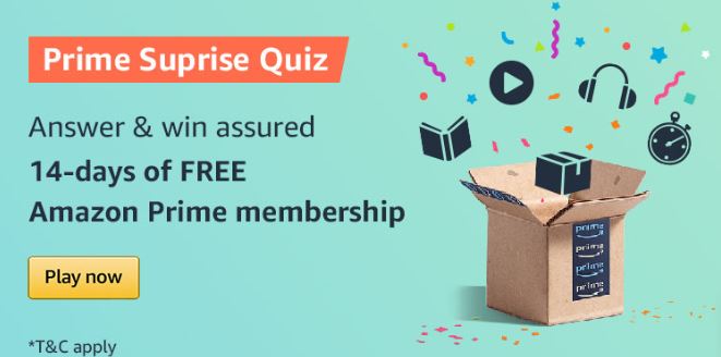 Amazon Prime Surprise Quiz Answers
