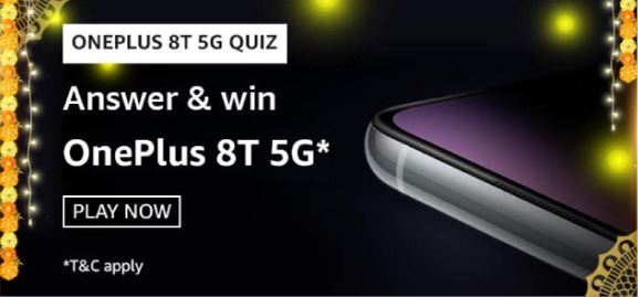 Amazon OnePlus 8T 5G Quiz Answers