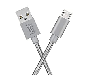 Zinq Technologies Nylon Braided Micro USB Cable - 4.9 Feet (1.5 Meters) - (Silver AllTrickz.jpg