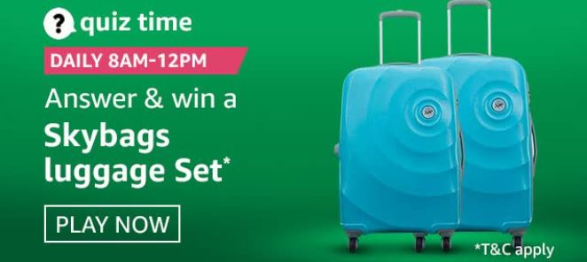 Amazon Quiz Skybags luggage set answers