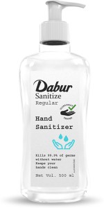 DABUR Sanitize  Regular with Ayurvedic Formulation  Regular    500 ml Hand Sanitizer Pump Dispenser 0.5 L  AllTrickz.jpg