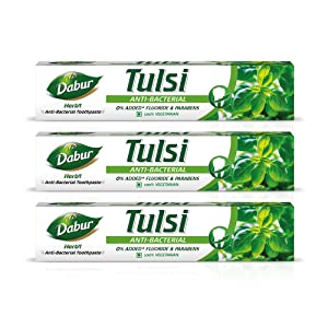 Dabur Herbl Tulsi   Anti Bacterial Toothpaste with No added Fluoride and Parabens  200 g  Pack of 3  AllTrickz.jpg