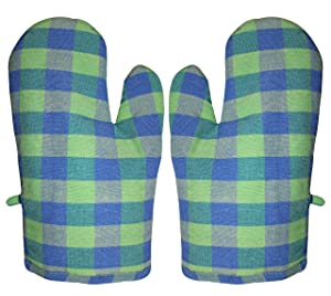 GLUN Pair of Extra Padded Unique Check Pattern Oven Gloves Heat Resistant AllTrickz.jpg
