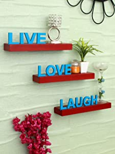 Home Sparkle Live Love Laugh Wooden Shelf  Red and Blue   Sh1323  AllTrickz.jpg