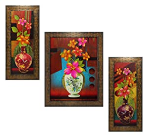 Indianara Set of 3 Floral Paintings  1674  Without Glass 5.2 X 12.5 AllTrickz.jpg